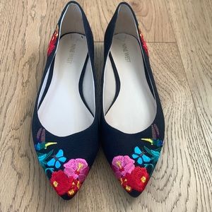 Embroidered Nine West Canvas Flats